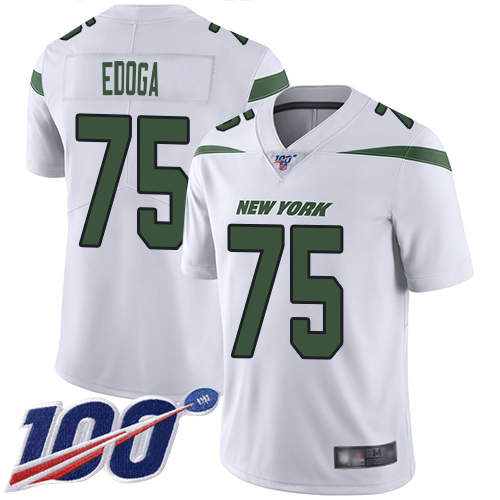 New York Jets Limited White Youth Chuma Edoga Road Jersey NFL Football #75 100th Season Vapor Untouchable